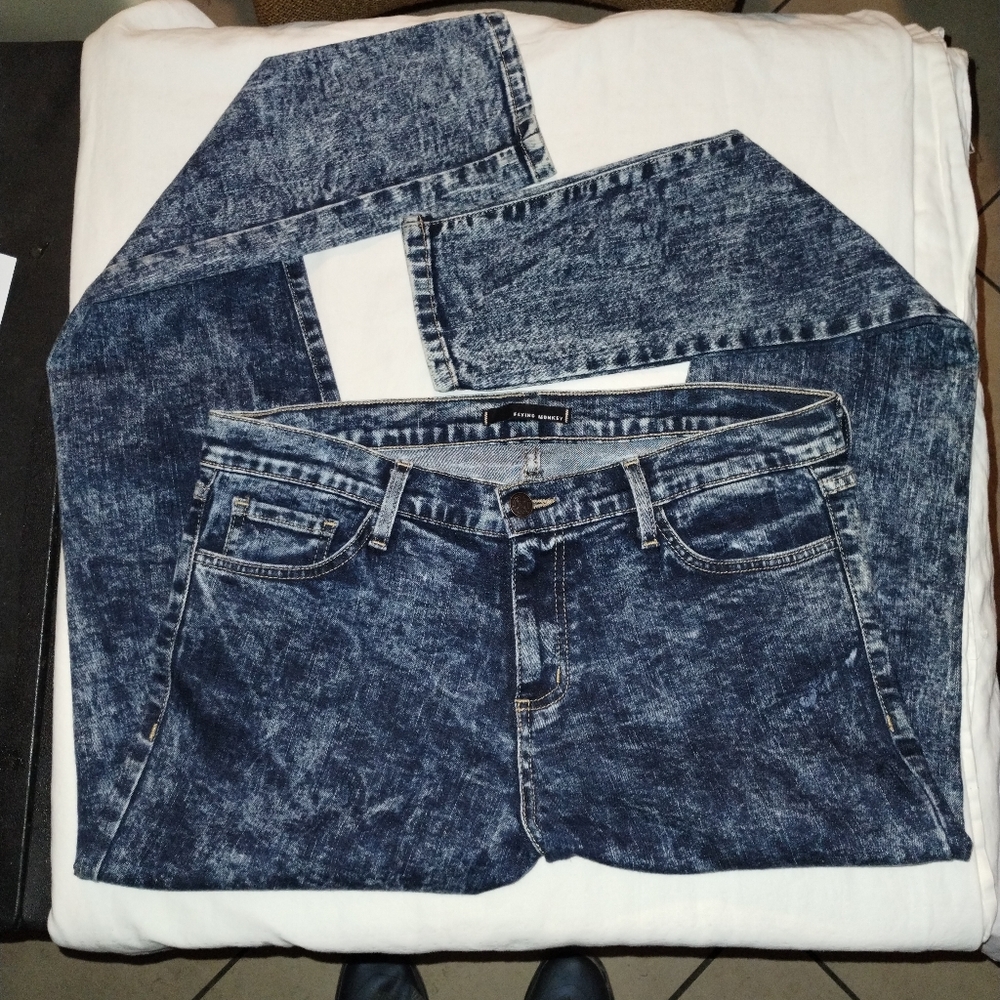 Flying Monkey 🐒 Size 13 Acid Wash Stretchy Jeans L7441LT Made In USA 34 W 31 L
